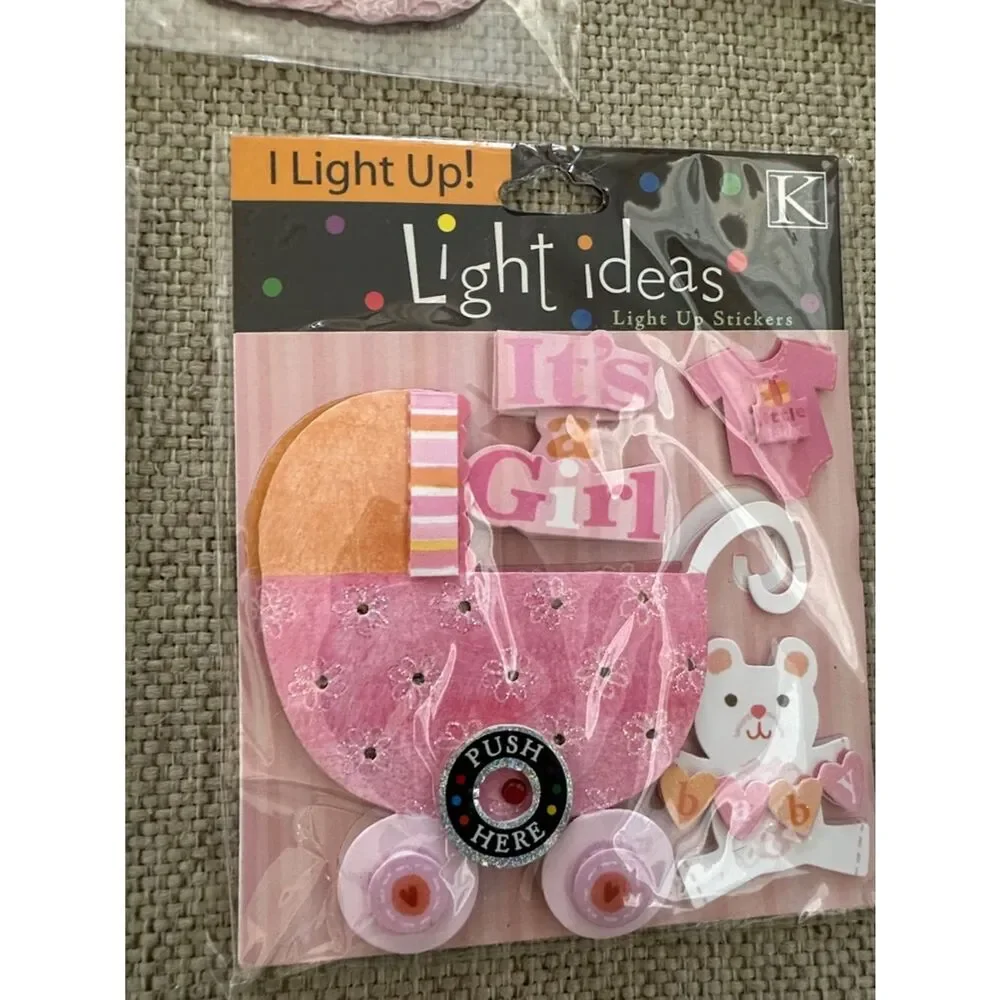 NWT Assorted Baby Girl Sticker and Embellishment Lot - Pink